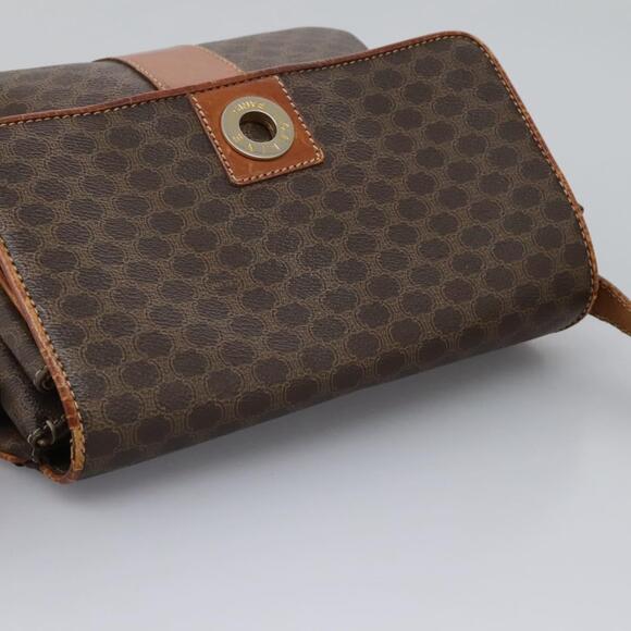 CELINE Macadam Canvas Shoulder Bag Pvc Leather Brown Gold - Picture 6 of 13